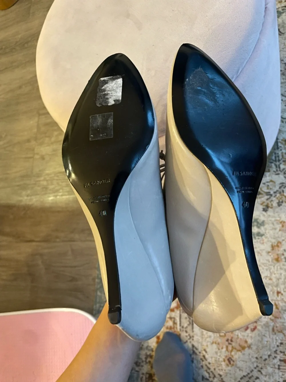 Jil Sander Neutral Beige (Sand) Leather Oxford Wedge Lace-Up Pumps - Picture 10 of 12